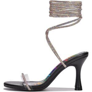Lace-up Prom Heels Mid Stiletto Strapper Heels Heels Stylish With Rhinestone-